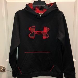 Boy’s Black with Red Plaid logo Under Armour